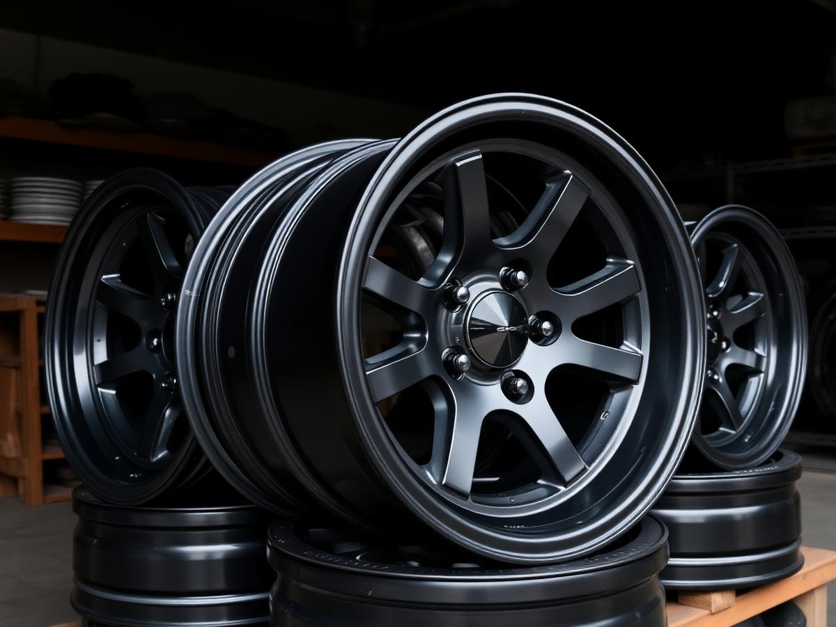 Freshly powder-coated custom wheels