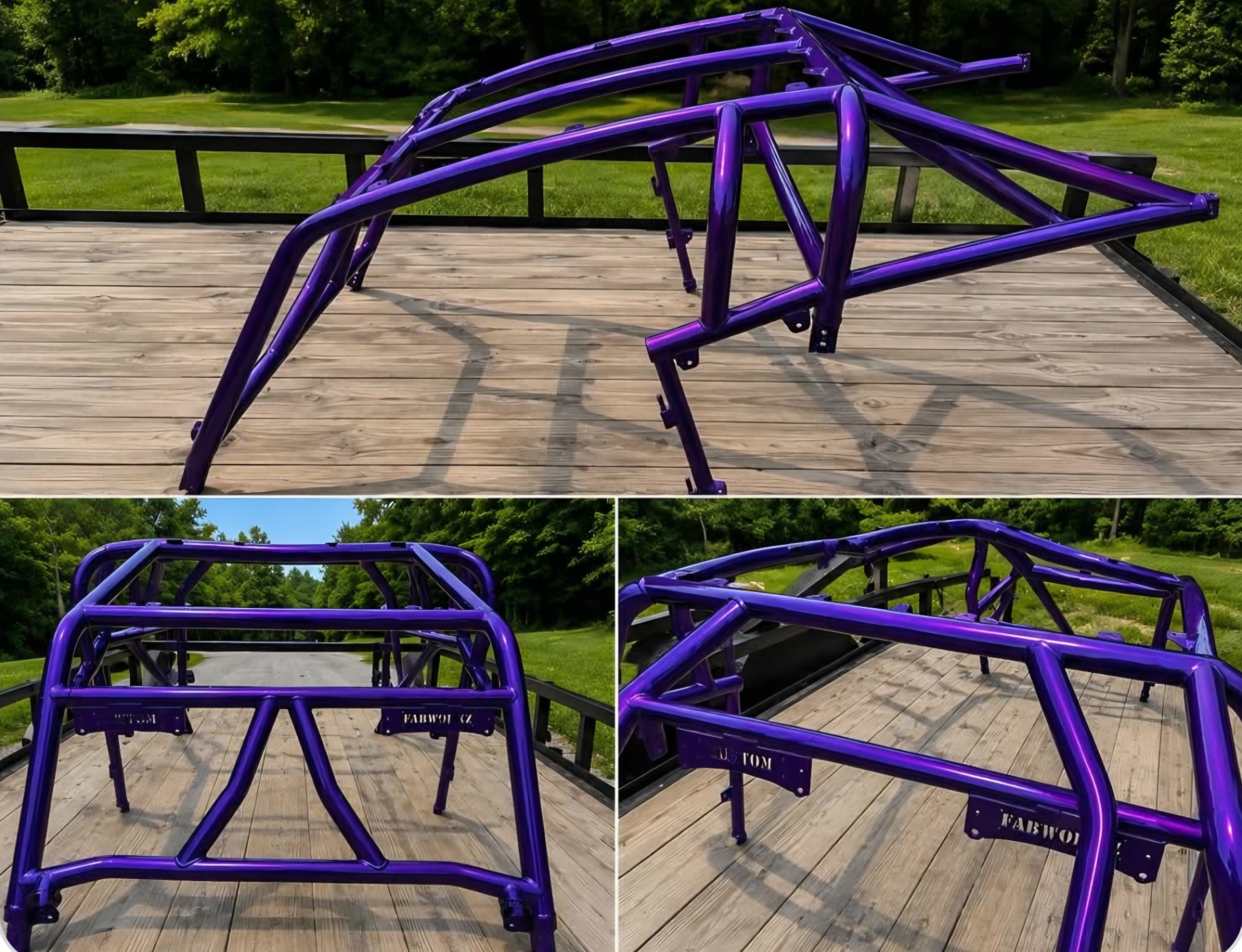 Custom SXS roll cage powder coated in illusion purple