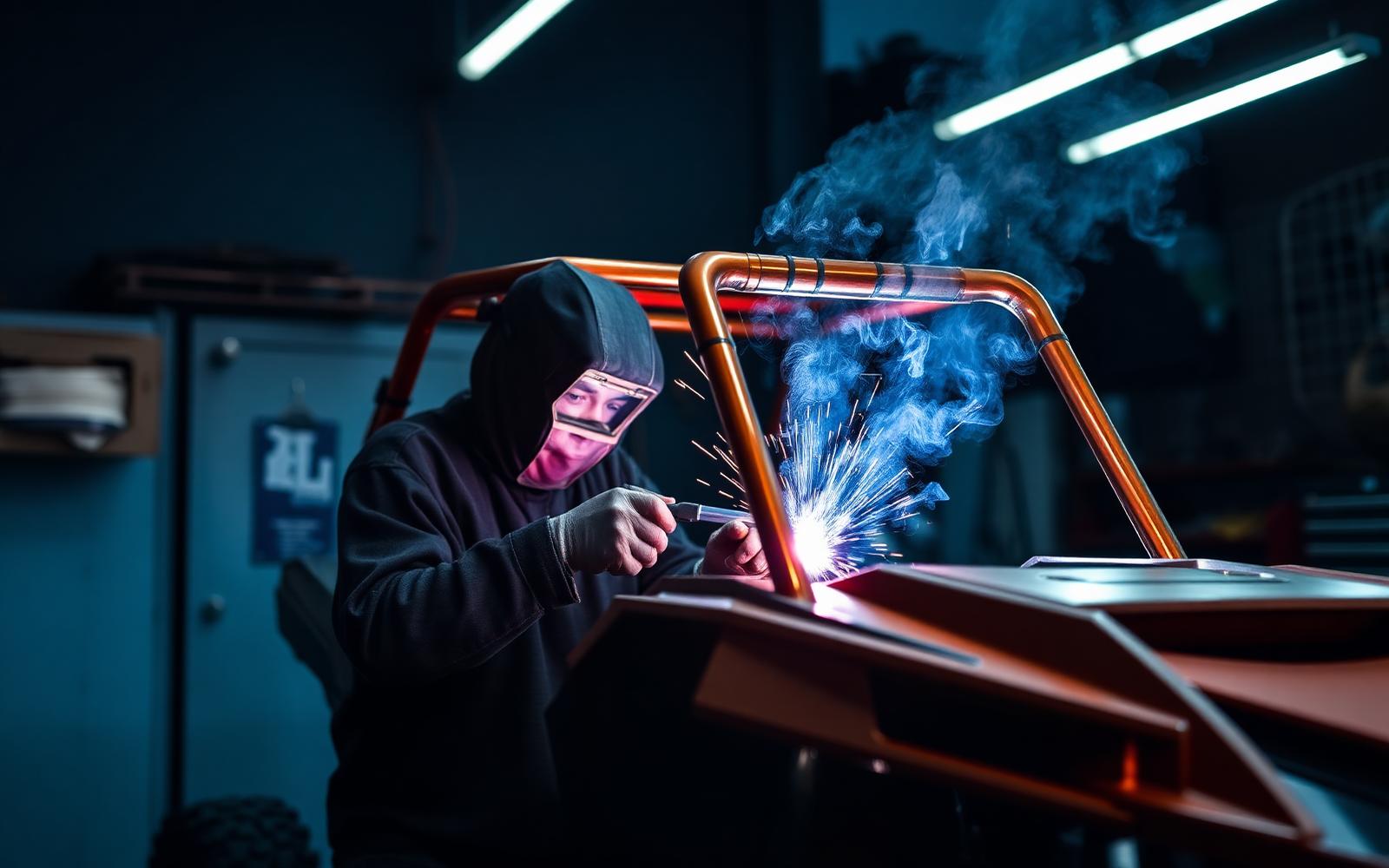 Custom metal fabrication project in the Prestige Customz shop